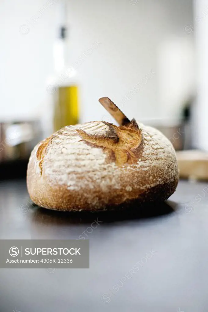 Bread on a kitchen worktop, Stockholm, Sweden.
