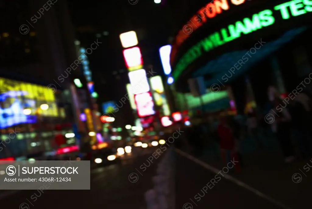 A street in New York in the night.