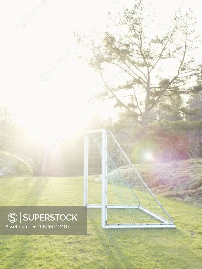 A soccer goal against the light, Sweden.