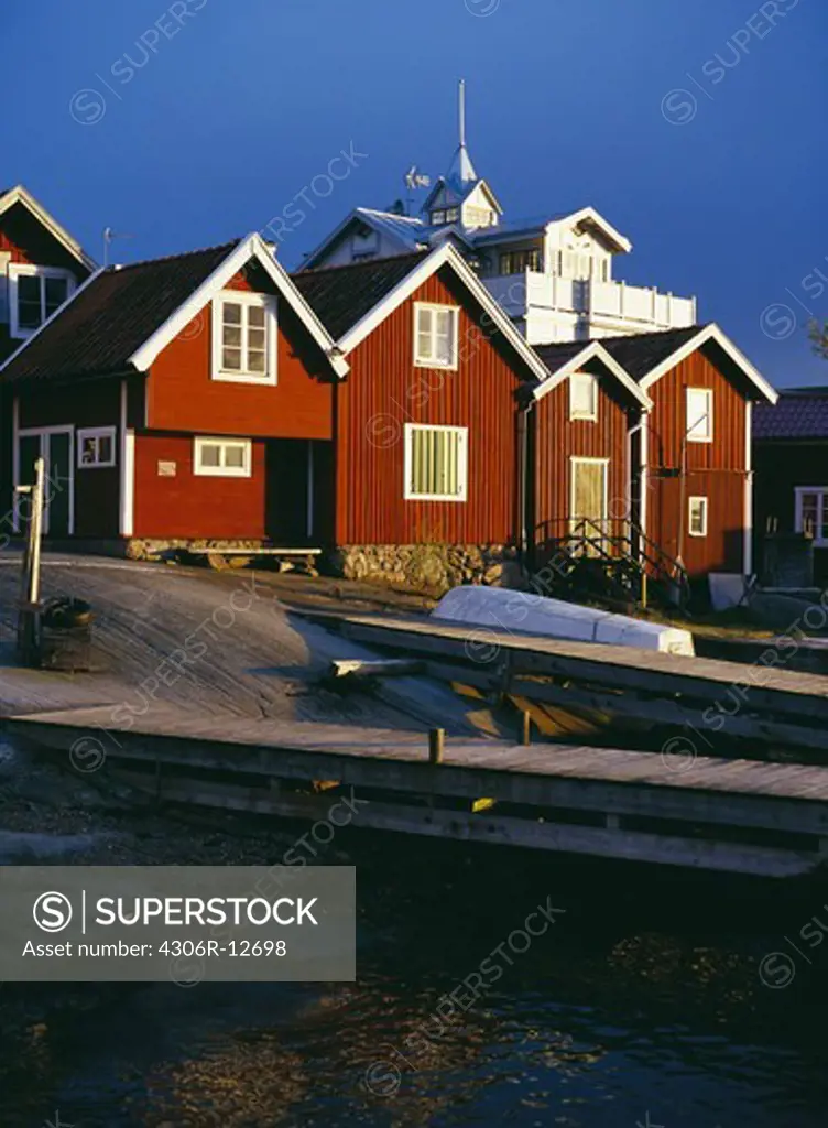 Houses by the sea, Sandhamn, Stockholm archipelago, Sweden.