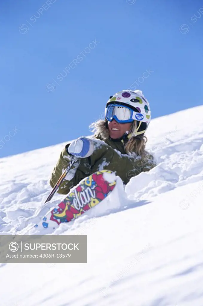 A skier in the snow.