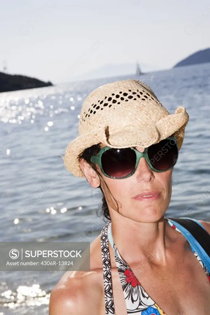 A Scandinavian woman wearing a hat, Greece.