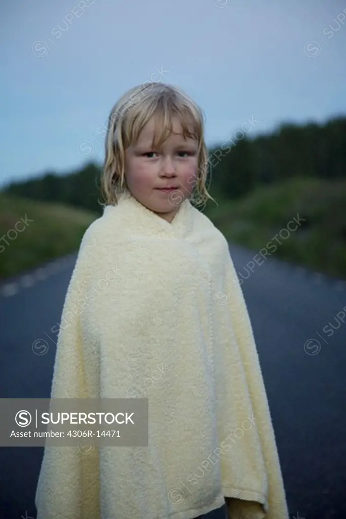 A girl with a towel, Varmland, Sweden.