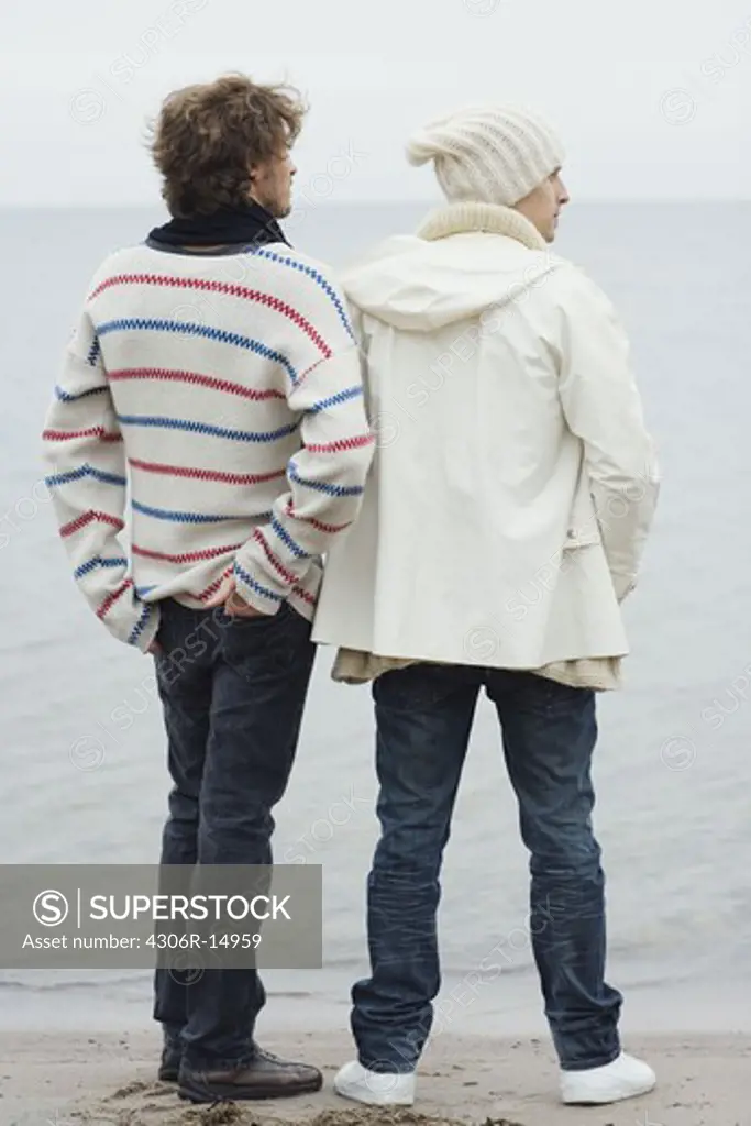 Two men by the sea, Sweden.