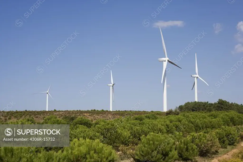 Wind turbines on a field, Portugal.
