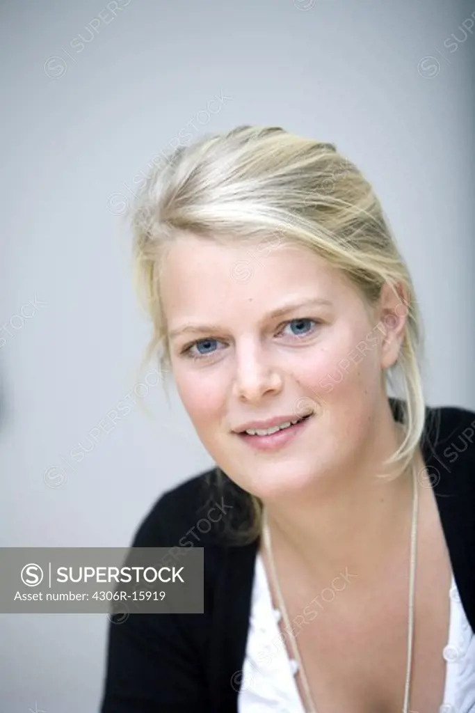 Portrait of a blond woman, Sweden.