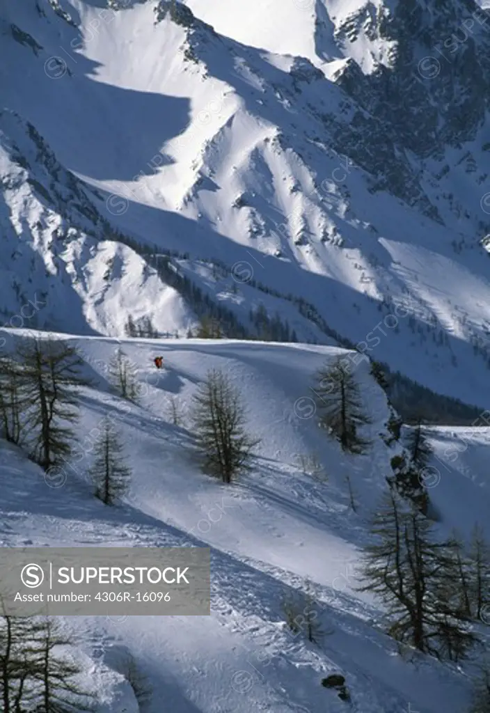A skier in the Alps, Italy.