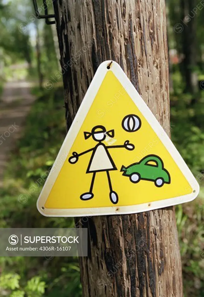 A sign warning for children.
