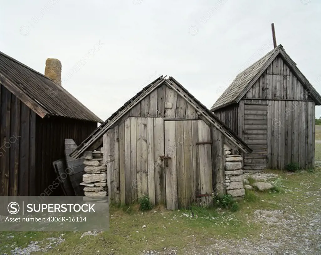 Old barns, Gotland, Sweden.