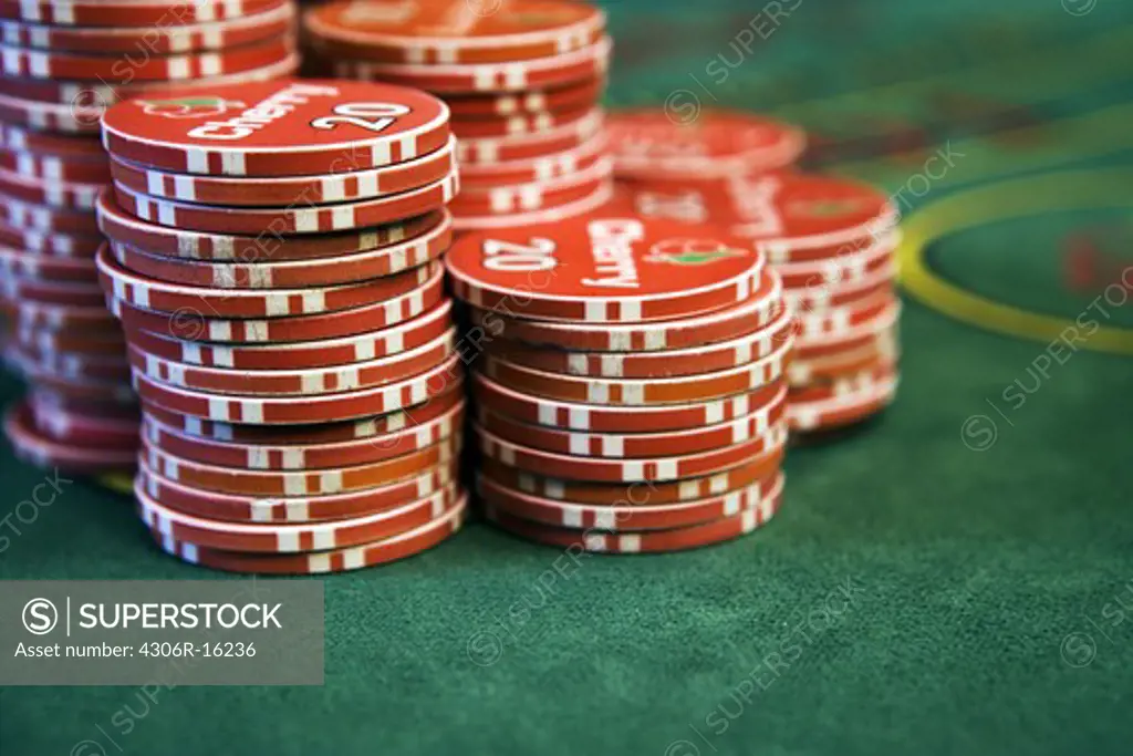 Counters at a gambling table.