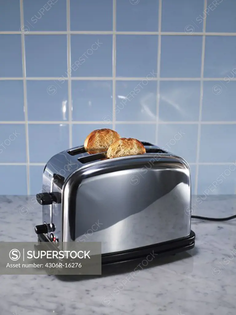 Toasts in a toaster.