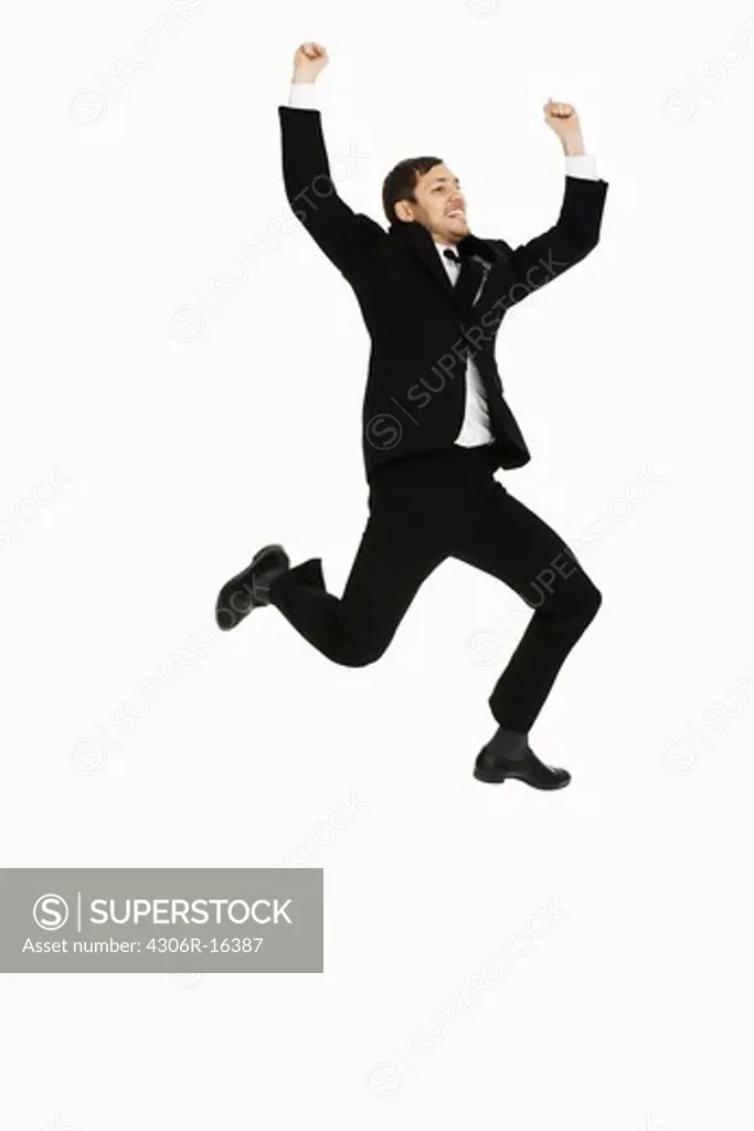 A man in a suit jumping, Sweden
