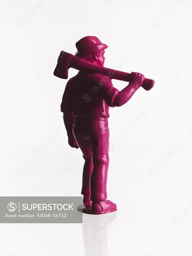 A lumberman figure in pink plastic.