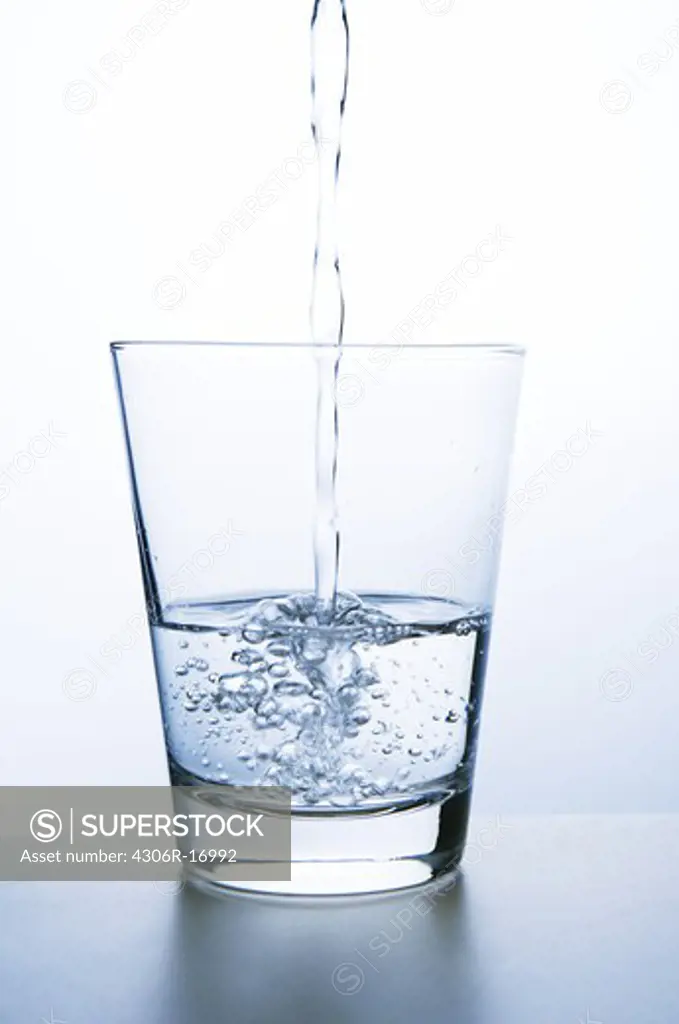 Water in a glass, close-up.