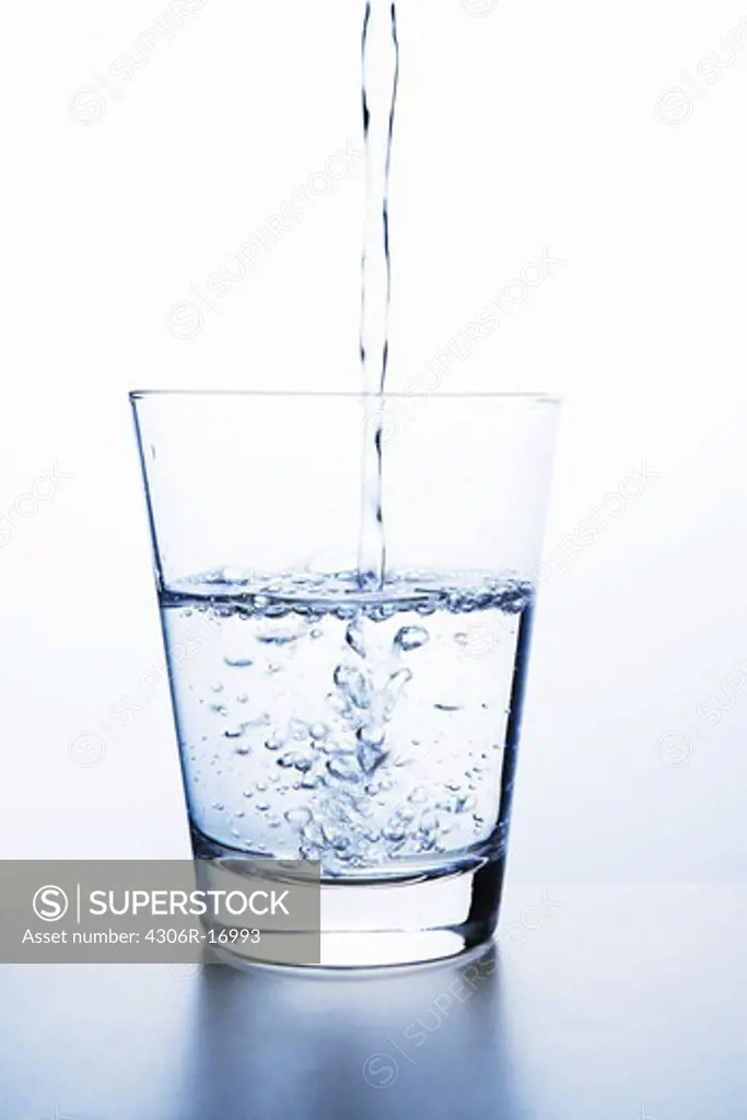 Water in a glass, close-up.