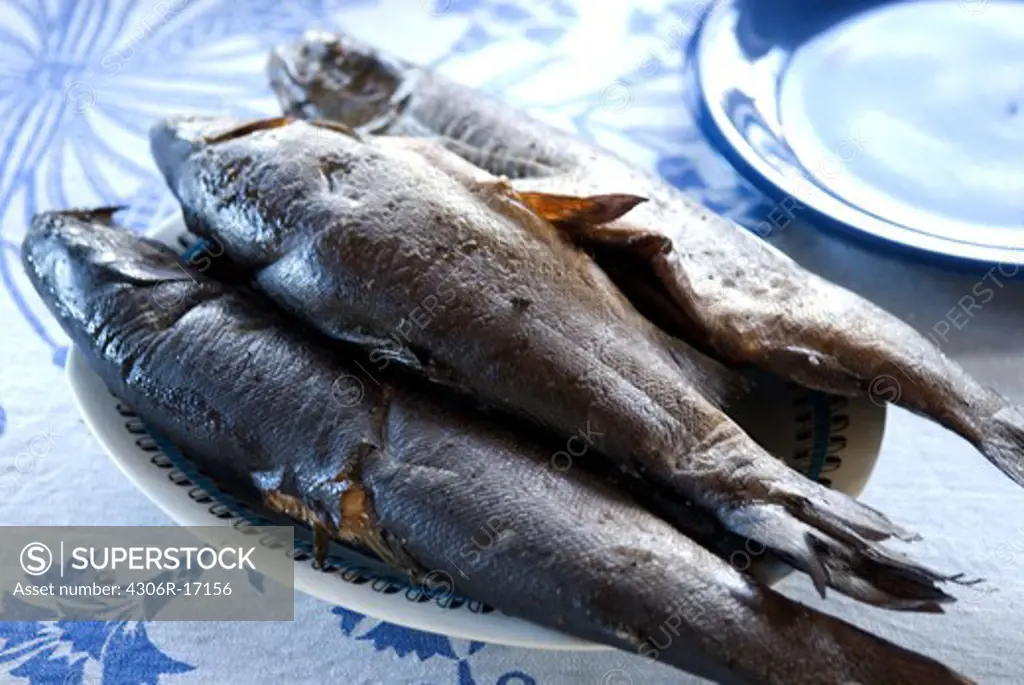 Smoked perch, close-up, Sweden.