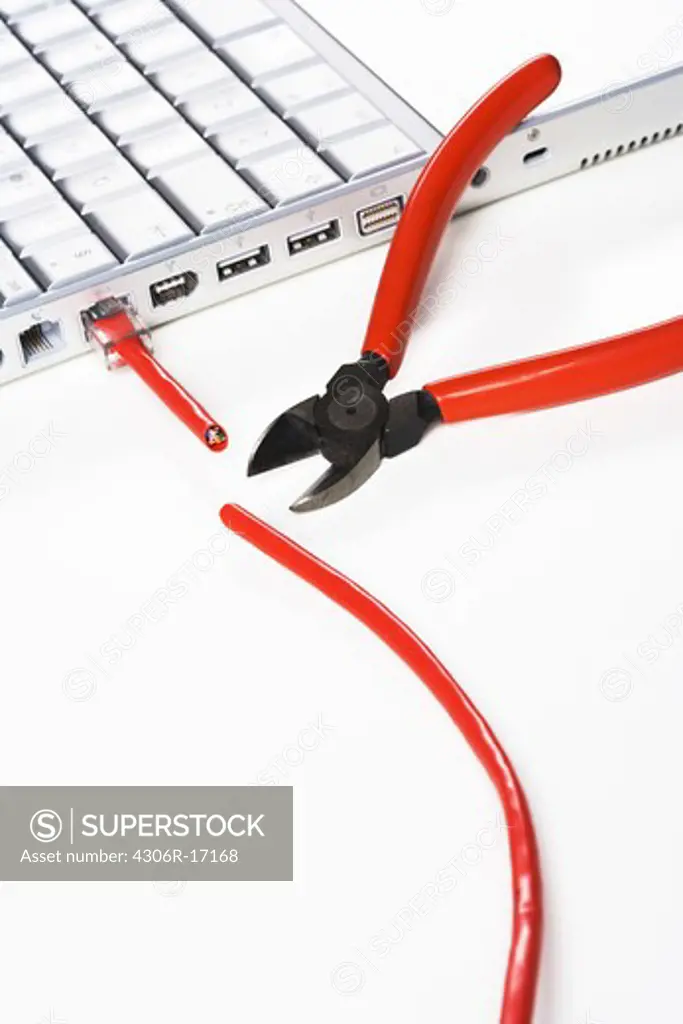A flex on a computer being cut off, close-up.