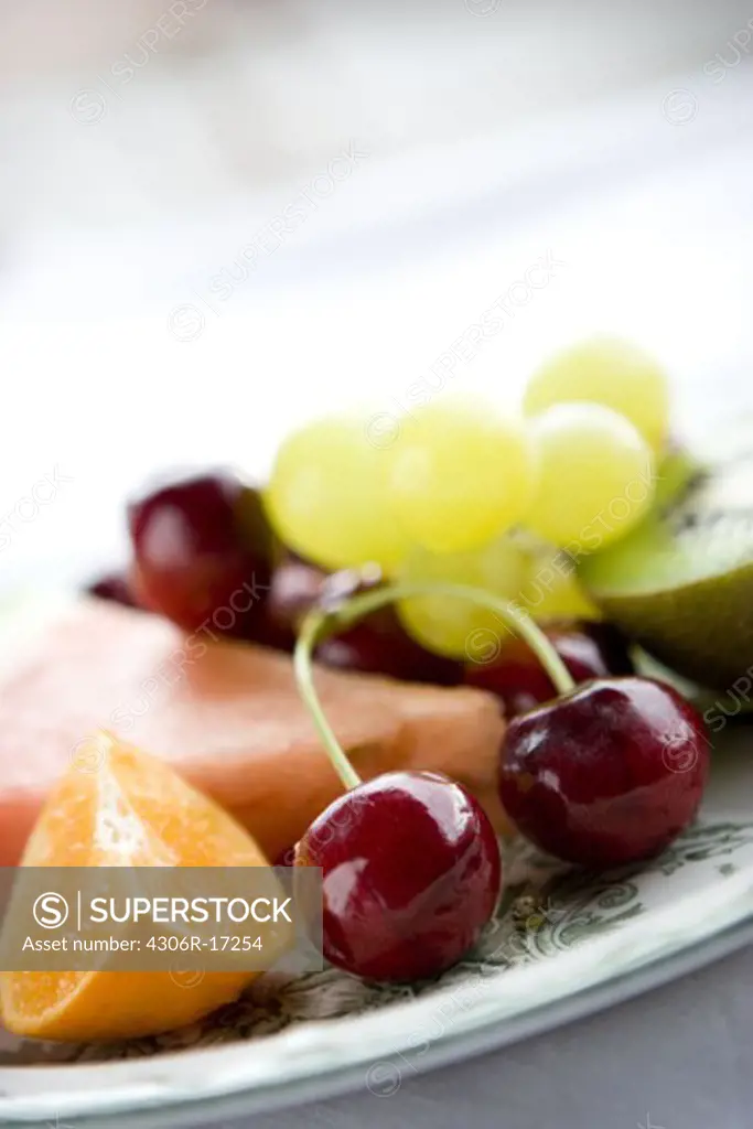 Fruit on a plate, Sweden.