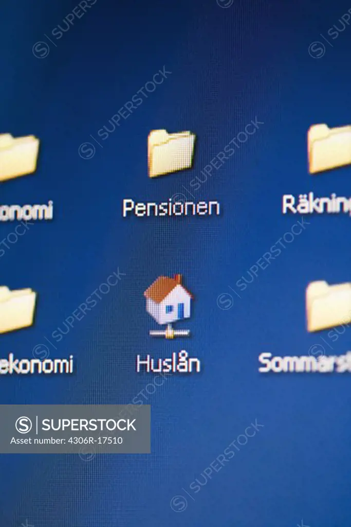 Icons on a computer monitor, Sweden.