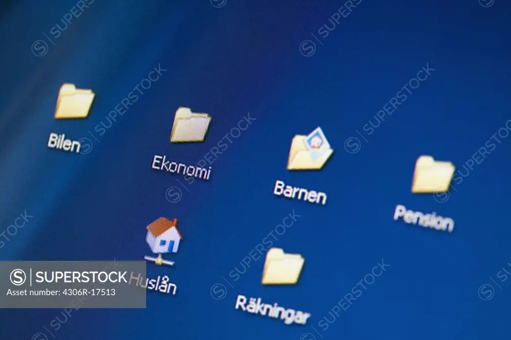 Icons on a computer monitor, Sweden.