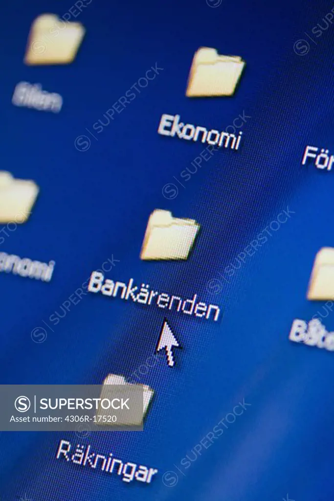 Icons on a computer monitor, Sweden.
