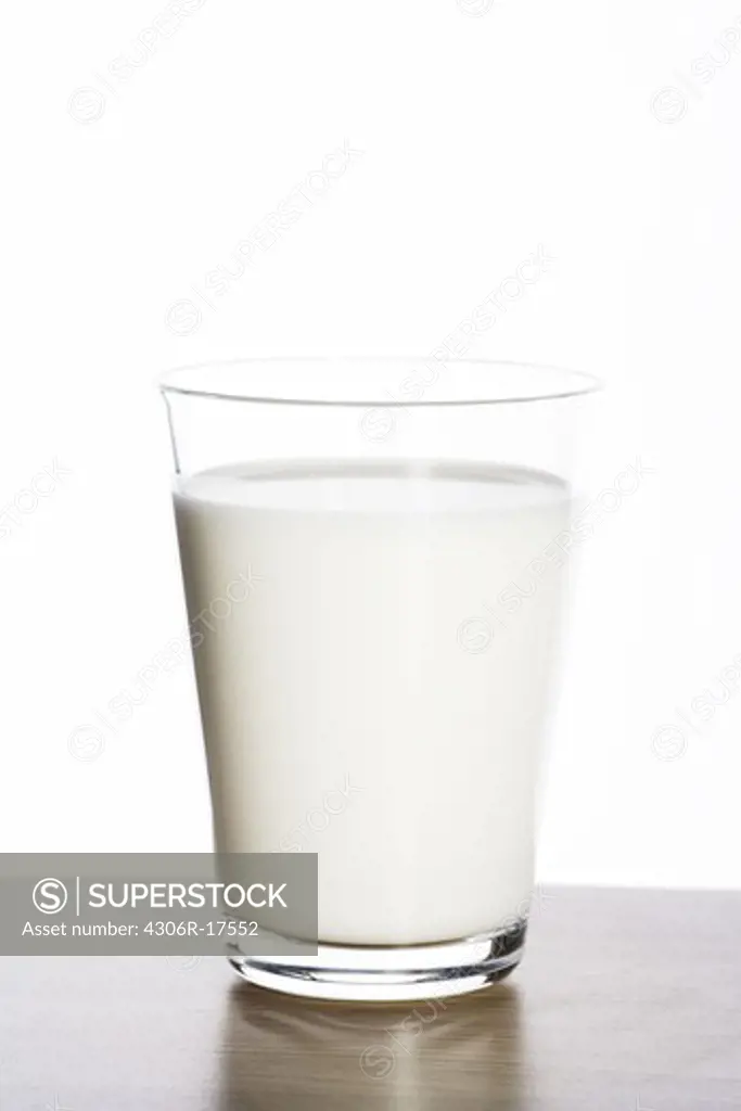 A glass of milk, close-up.