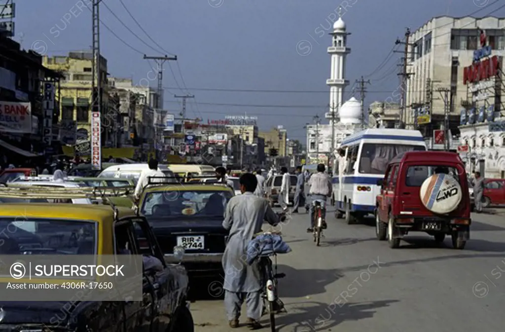 traffic on the streets of Rawalpindi, Pakistan.