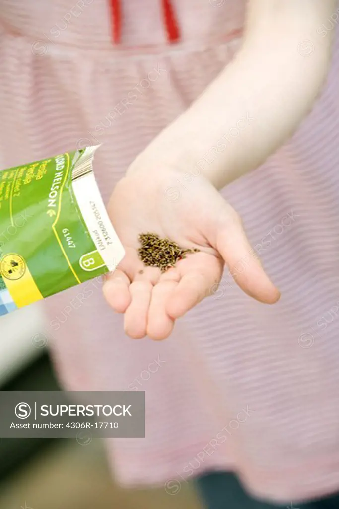 A girl with a seed packet, Sweden.