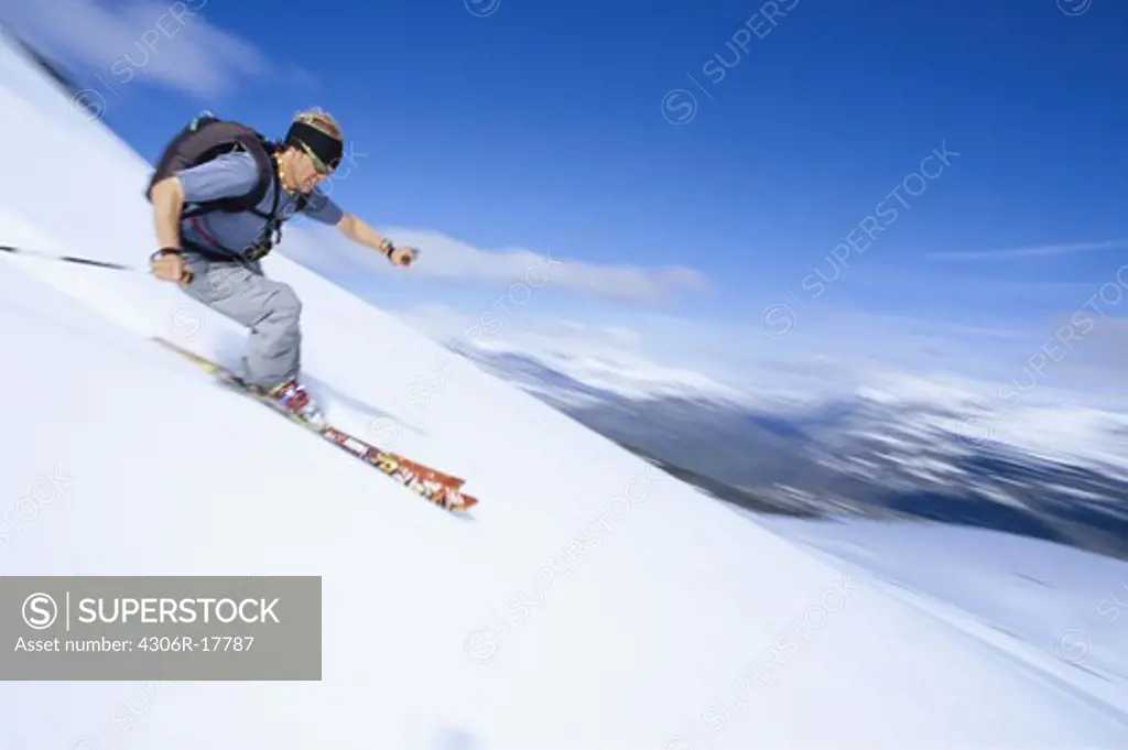 Tourist skiing
