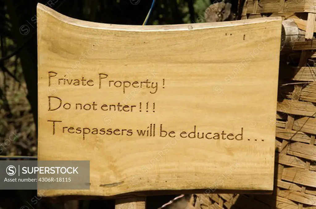 A Private property sign, Goa, India.