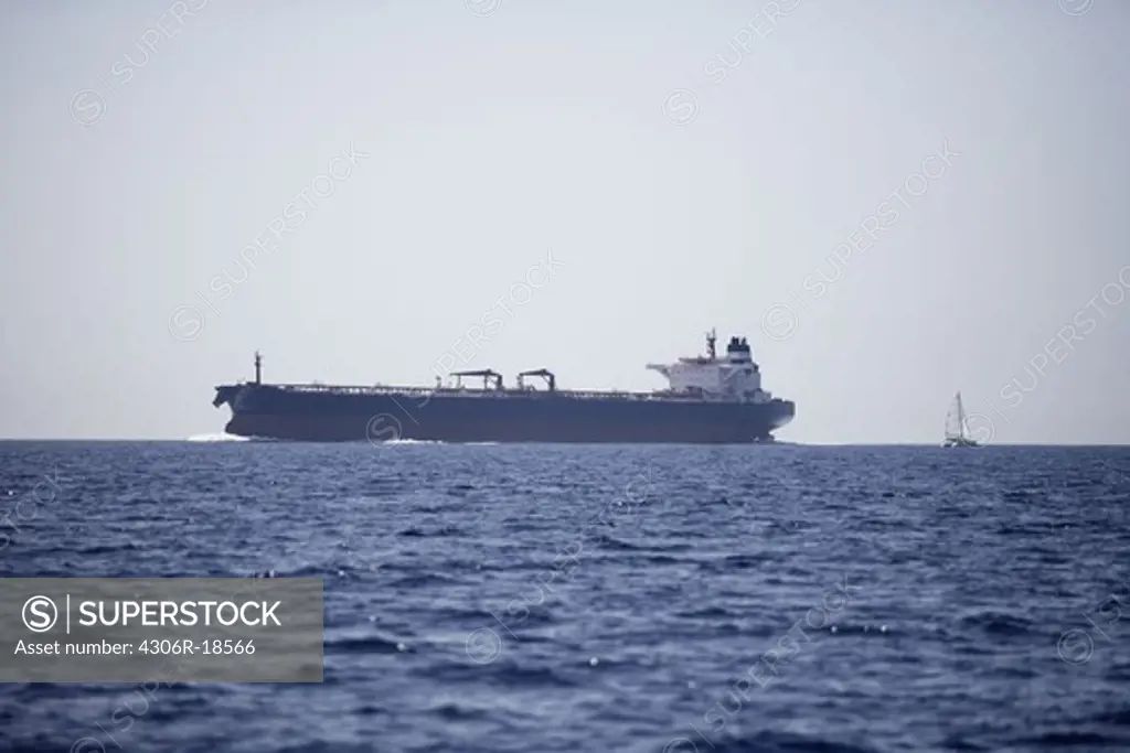 An oiltanker in the Mediterranean Sea.