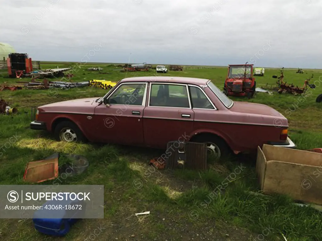 An old volvo and trash, Iceland.