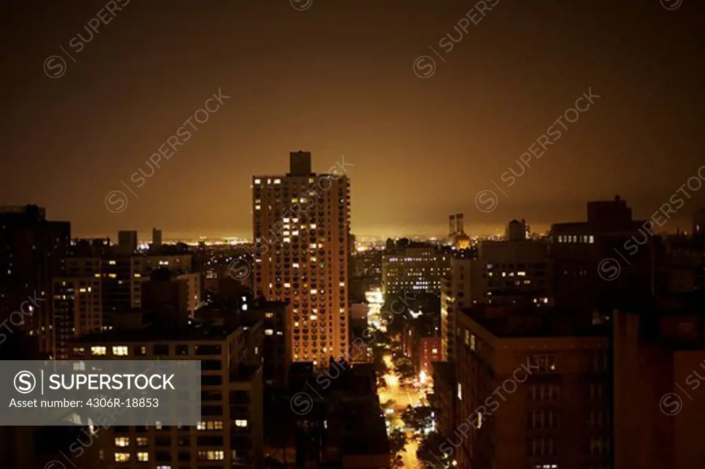 New York by night, USA.