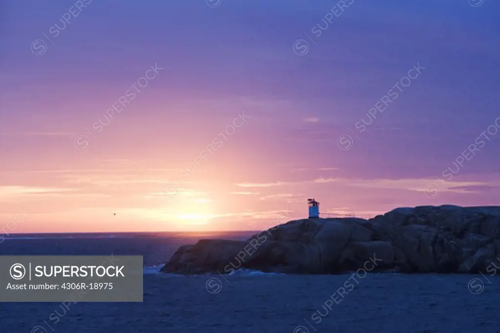 A lighthouse in sunset, Smogen, Bohuslan, Sweden.