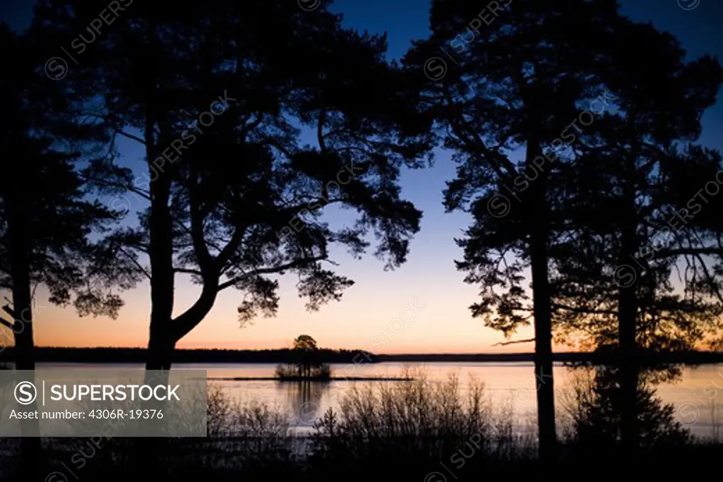 River and sunset, Gastrikland, Sweden.