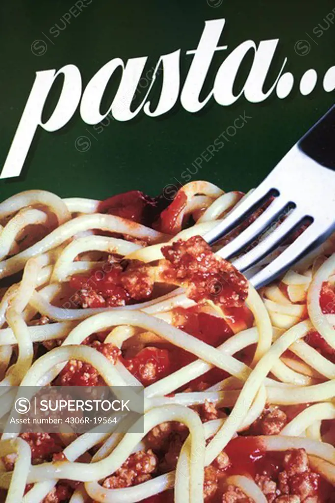 Sign advertising pasta, Spain.