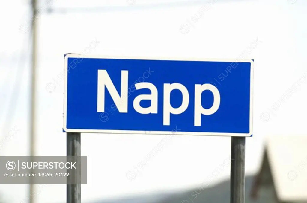 A road sign, Napp, Lofoten islands, Norway.