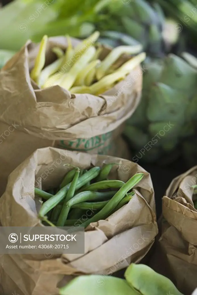 Beans in bags, Sweden.