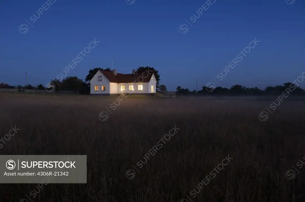 Farmhouse at dusk