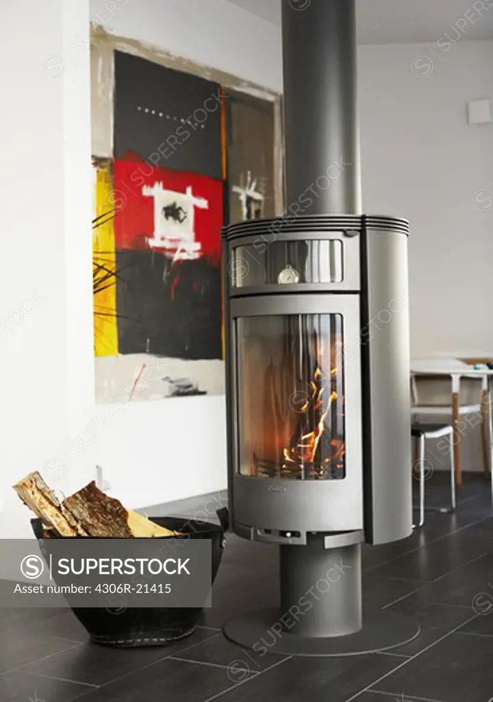 A stove in a living room, Sweden.