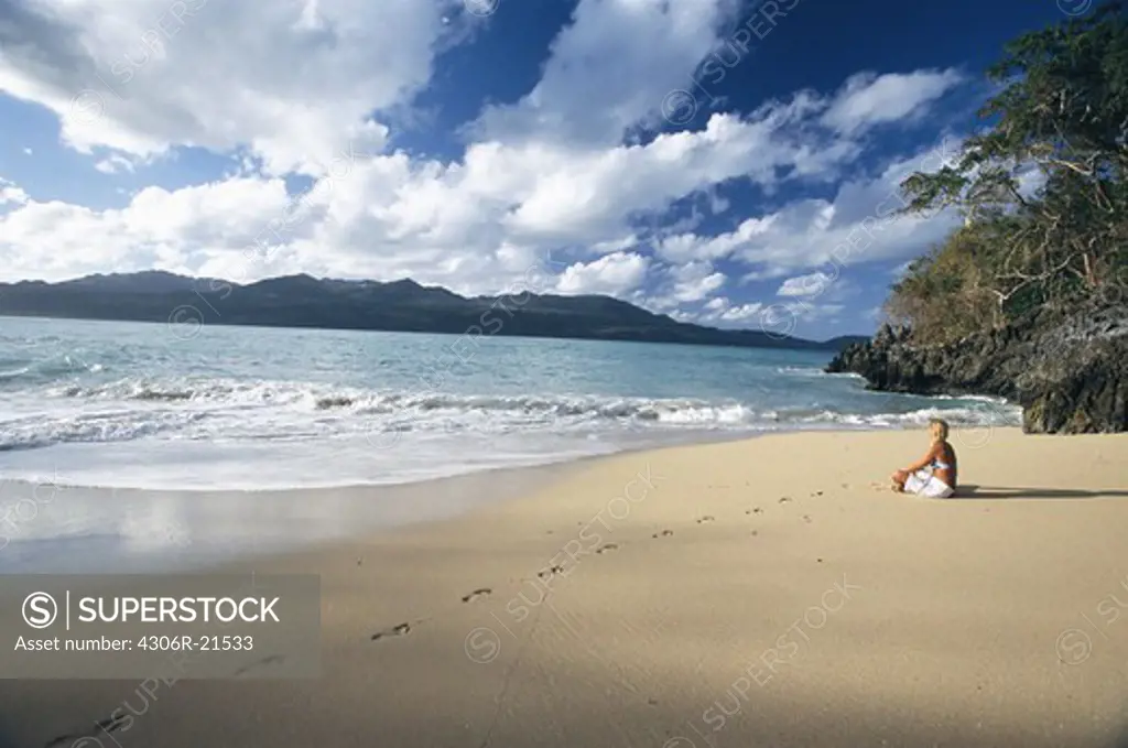 A woman on a beach, the Dominican Republic.