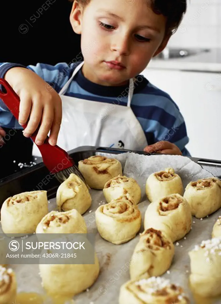 A boy baking, Sweden.
