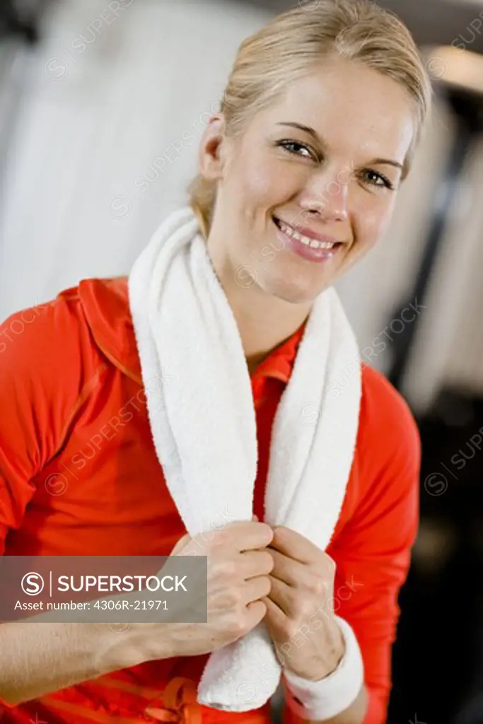 Portrait of a woman in a gym, Sweden.
