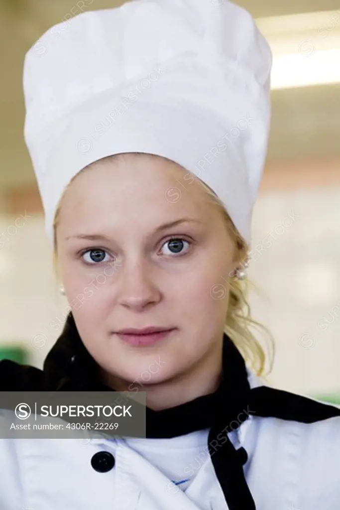 portrait of a young female cook, Sweden.