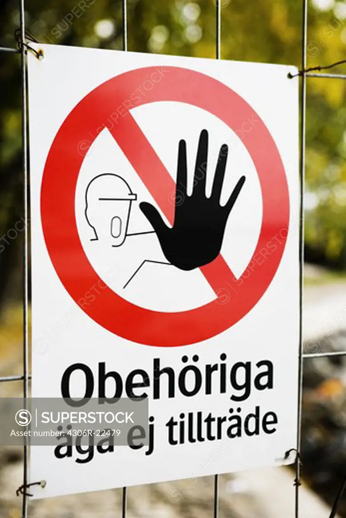 A warning sign, close-up, Sweden.