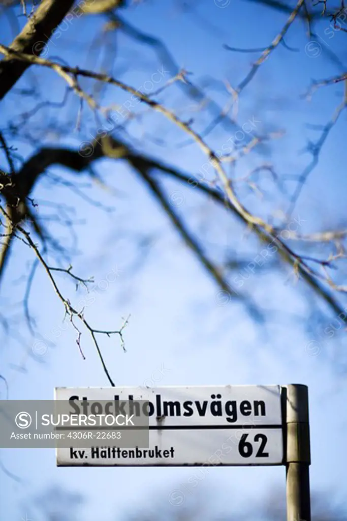 Street sign, Sweden.