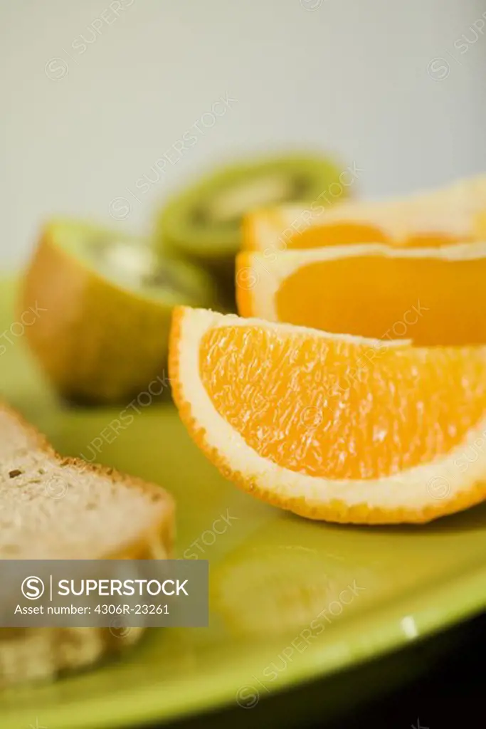 Slices of orange on a plate, Sweden.