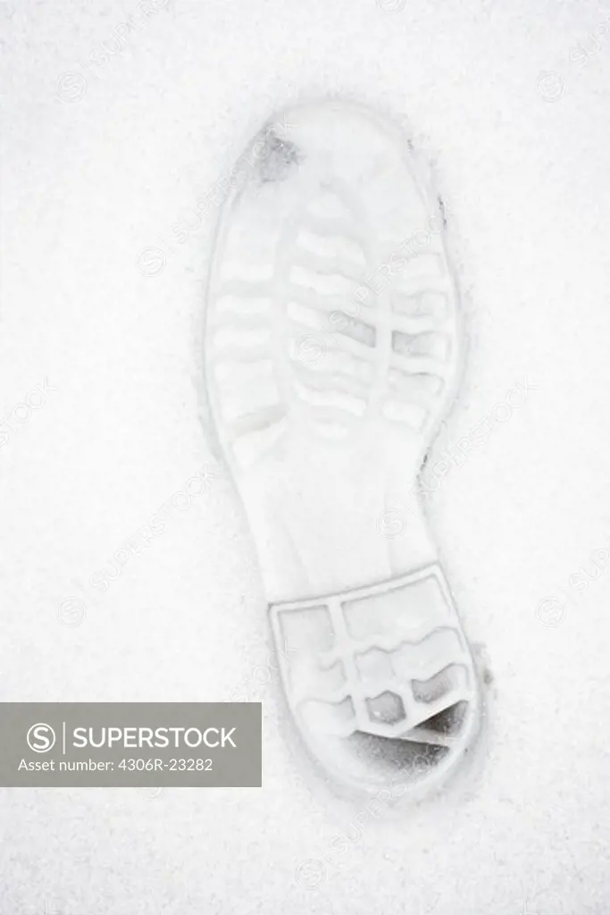 The mark of a shoe in the snow, Sweden.