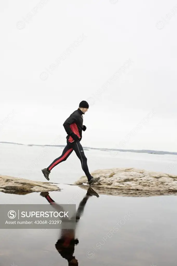 A man exercising outdoors, Sweden.