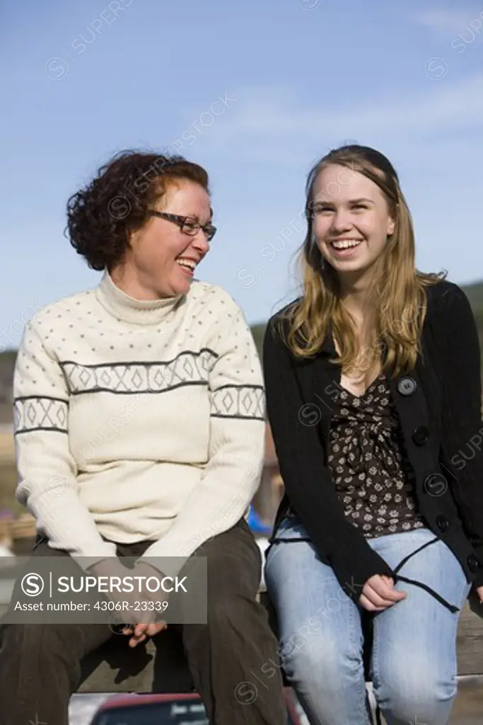 Portrait of a mature woman and a teenage girl, Sweden.